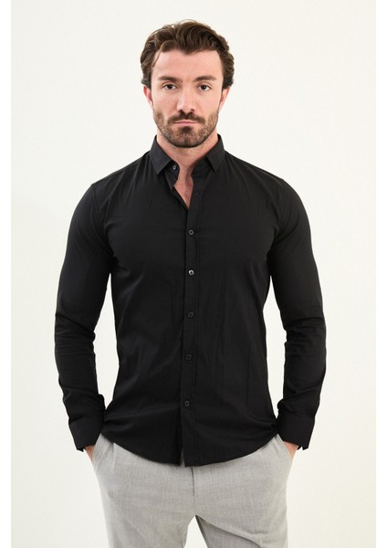 Desenli Slim Fit Uzun Kollu Erkek Gömlek
