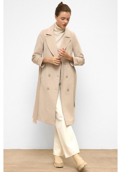 Belden Bağlamalı Kruvaze Ara Boy Kaban Taş 3987-Y fiyatları