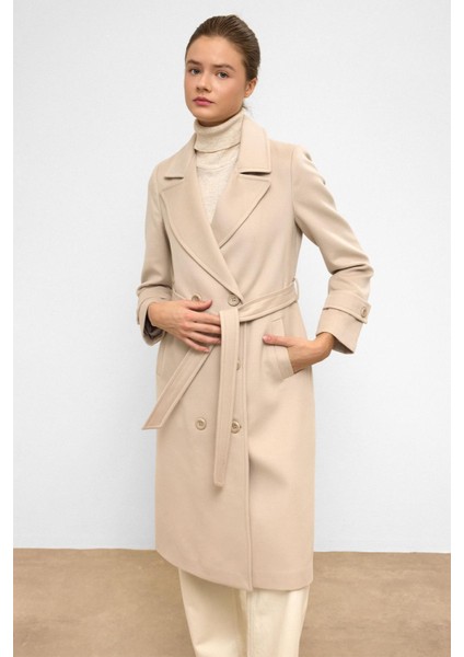 Belden Bağlamalı Kruvaze Ara Boy Kaban Taş 3987-Y modelleri