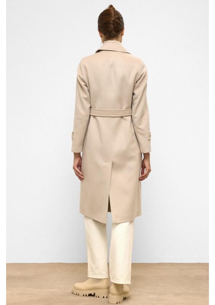 Belden Bağlamalı Kruvaze Ara Boy Kaban Taş 3987-Y indirimleri