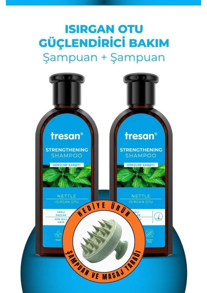 Tresan Isırgan Otu Bakım Şampuanı Yağlı Saçlar Için 300 ml x 2 Adet - Pycos Duş Tarağı Hediyeli