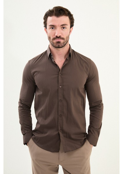 Desenli Slim Fit Uzun Kollu Erkek Gömlek