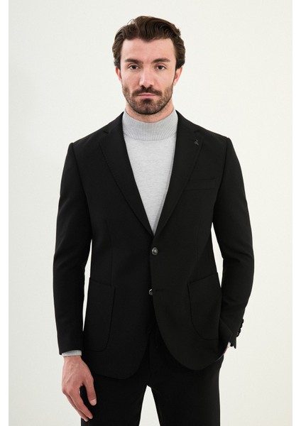 Düz Slim Fit Mono Yaka Torba Cepli Metal Düğmeli Erkek Ceket fırsatları