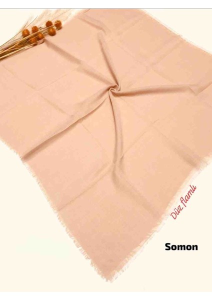 Düz Flamlı Eşarp Somon