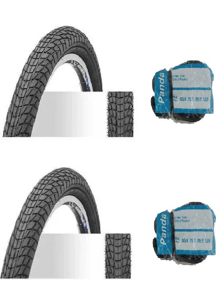 16 Jant 16X1.75 (47-406) Bisiklet Dış Lastiği Yol Tipi H-537 x 2 Adet + Panda Iç Lastik Seti