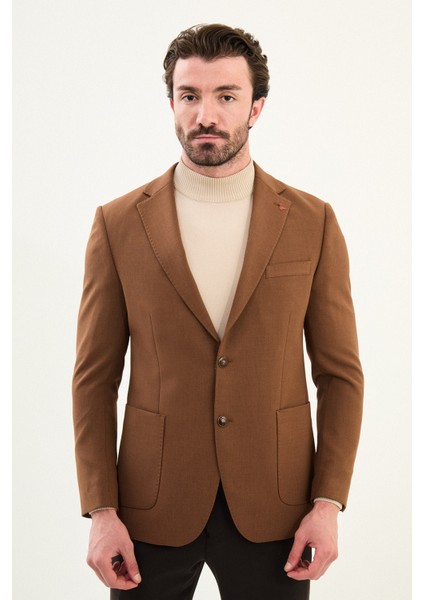 Düz Slim Fit Mono Yaka Torba Cepli Metal Düğmeli Erkek Ceket fırsatları