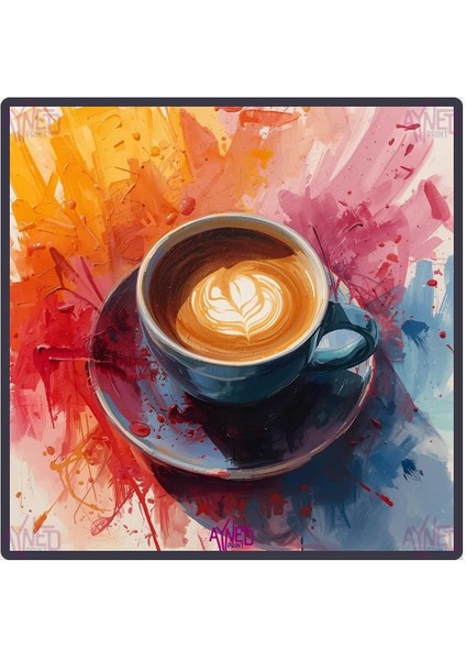 Renkli Latte Art Kahve Konseptli Dekoratif Alüminyum Duvar Panosu – Modern Mutfak ve Kafe Tablosu