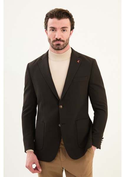 Düz Slim Fit Mono Yaka Torba Cepli Metal Düğmeli Erkek Ceket fırsatları