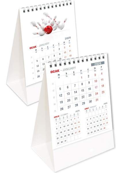2026 Ofis Piramit Masa Takvimi Dikey Masaüstü Takvim 21X17 cm