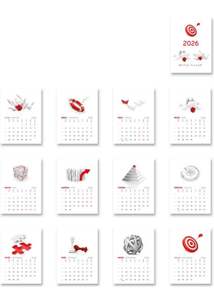 2026 Ofis Piramit Masa Takvimi Dikey Masaüstü Takvim 21X17 cm fırsatları