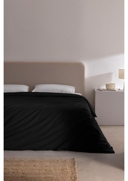 Yeni Sezon Manon King Size %100 Pamuk Ranforce Düz Nevresim - Siyah - Siyah
