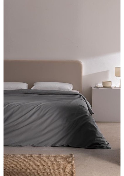 Yeni Sezon Manon King Size %100 Pamuk Ranforce Düz Nevresim - Antrasit - Antrasit