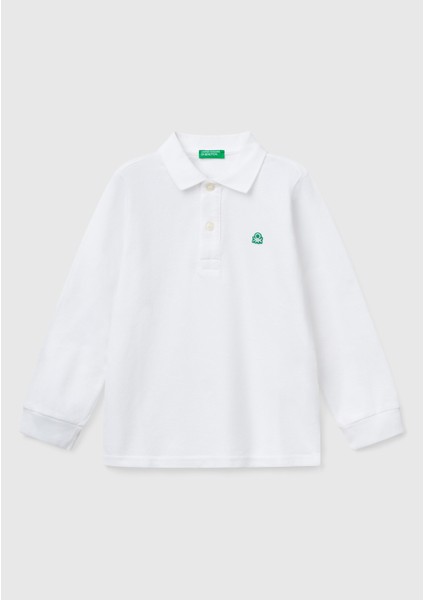 Erkek Bebek Beyaz Logolu Polo T-Shirt