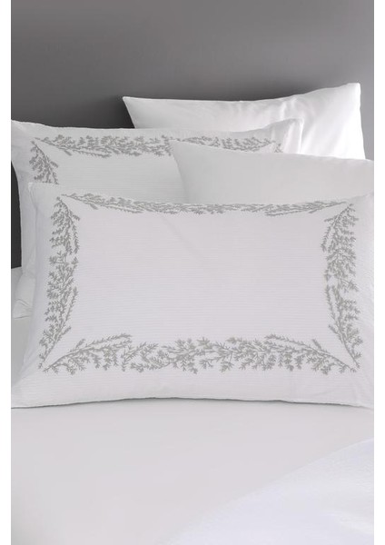 Yeni Sezon Linda King Size Nakışlı Yıkamalı Gofre Nevresim Takımı - Beyaz/gri modelleri