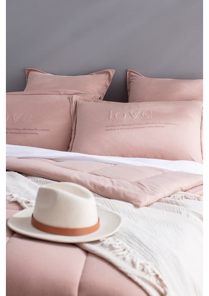 Yeni Sezon Bobigny King Size Pamuklu Supersoft Comforter Set - Pudra - Pudra fırsatları
