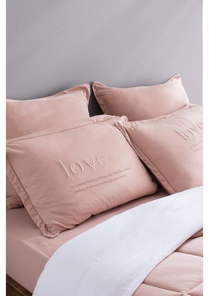 Yeni Sezon Bobigny King Size Pamuklu Supersoft Comforter Set - Pudra - Pudra indirimleri