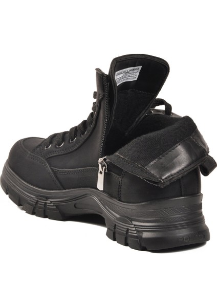 Siyah Nubuk Içi Kürklü Kaymaz Taban Fermuarlı Bağcıklı Kadın Bot 24090 Z fırsatları