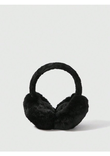 Kadın Soğuktan Koruyucu Soft Peluş Kışlık Kulaklık Kulak Isıtıcı Siyah