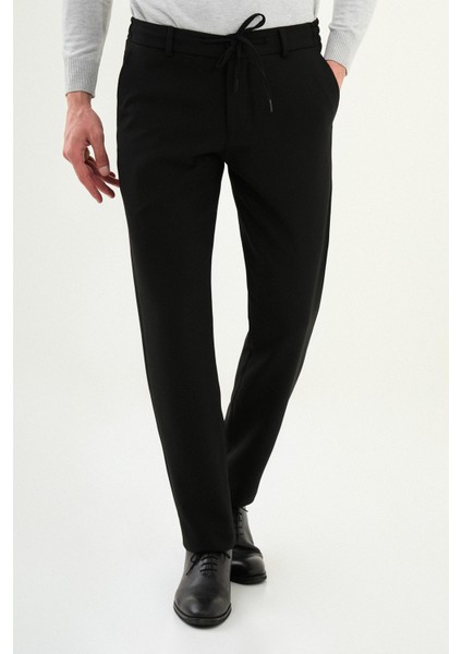Düz Super Slim Fit Beli Lastikli Ipli Erkek Pantolon