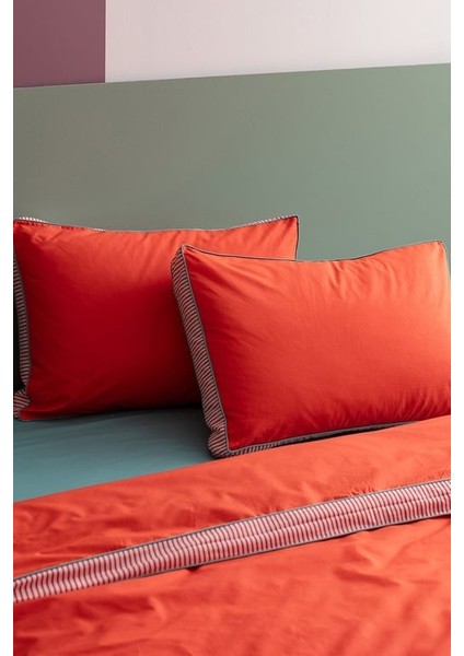 Yeni Sezon Allure King Size %100 Pamuk Nevresim Takımı - Turuncu - Turuncu fırsatları
