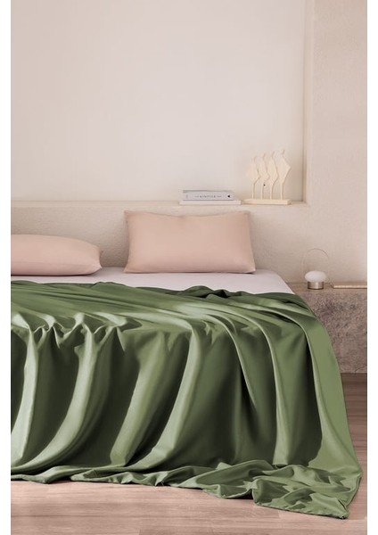 Yeni Sezon Ciel King Size %100 Pamuk Saten Nevresim - Haki - Haki