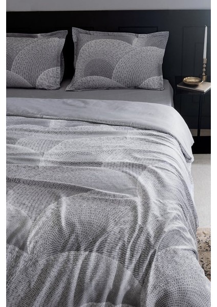 Yeni Sezon Rochelle King Size %100 Pamuk Baskılı Saten Nevresim Takımı - Gri - Gri fiyatları