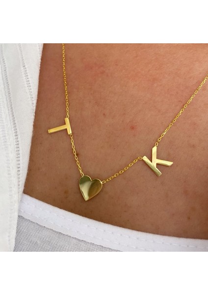 Gümüş Harfli Kalp Kolye modelleri