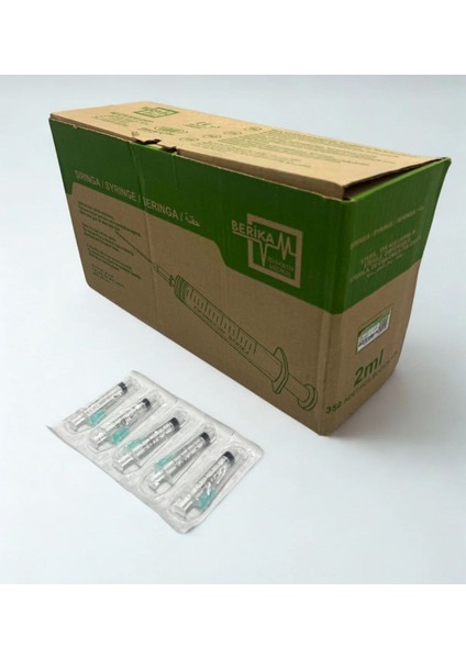 2cc (2ml) Yeşil Kısa Uçlu Steril Enjektör 21G*16MM - 350 Adet fiyatları