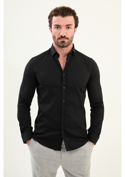 Desenli Slim Fit Uzun Kollu Erkek Gömlek