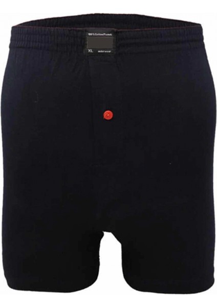 Düğmeli Pamuklu Erkek Penye Boxer Lacivert - 1146A