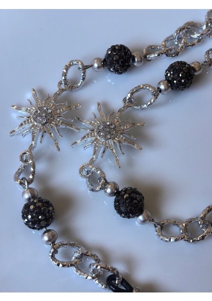 Bayan Gözlük Zinciri Kuzey Yıldızı Figürlü El Yapımı Fimo Boncuklu Gözlük Zinciri – Zirkon Işıltı