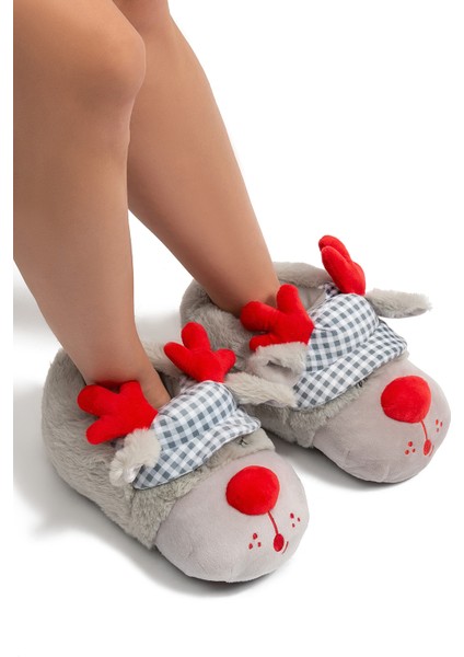 Kep Kadın Hayvanlı Panduf Gri 36/41