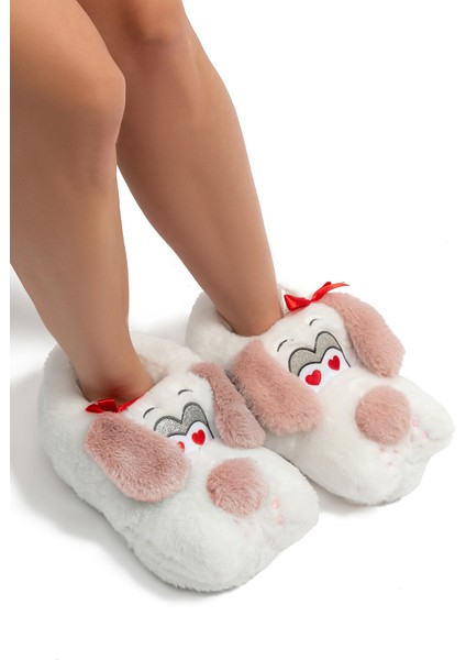 Ani Kadın Hayvanlı Panduf Beyaz-Pembe 36/41