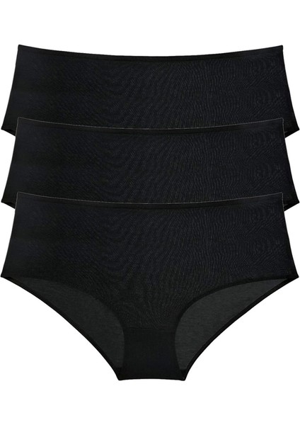 3 Adet Kadın Yüksek Bel Bato Külot Siyah