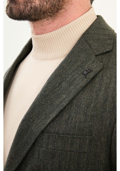 Desenli Slim Fit Mono Yaka Yün Erkek Takım Elbise fiyatları