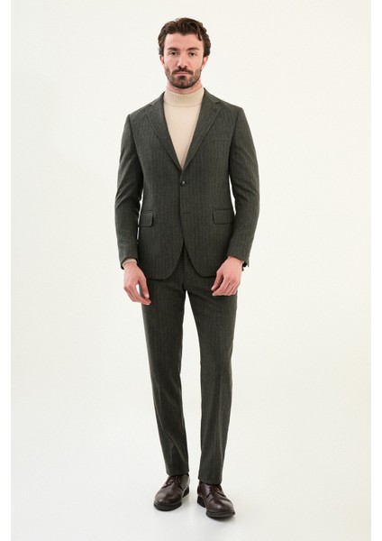 Desenli Slim Fit Mono Yaka Yün Erkek Takım Elbise modelleri