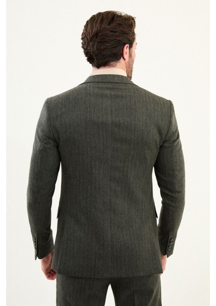 Desenli Slim Fit Mono Yaka Yün Erkek Takım Elbise indirimleri