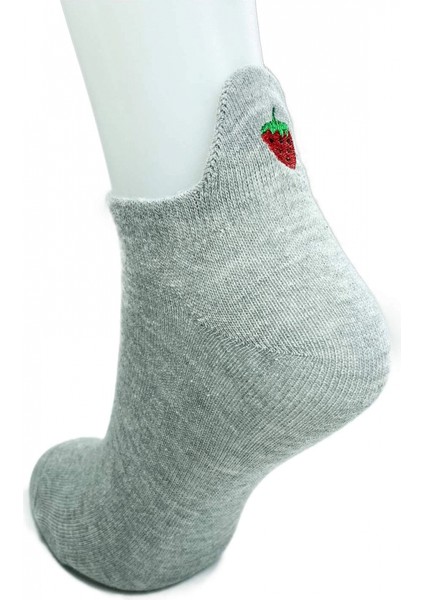 6 Çift Çilek Nakış Baskılı Pamuklu Yumuşak Kadın Bilek Çorap fiyatları