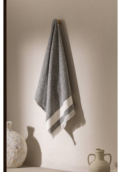 Yeni Sezon Brest %100 Pamuk Banyo Havlusu - Antrasit - 75X150 cm - Antrasit