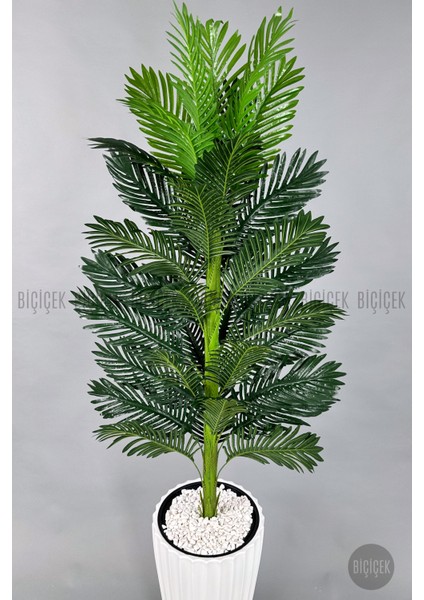 Yapay Areka Ağacı Büyük Boy Palmiye Ağacı Dekoratif Kumsal Bej Renk Saksıda