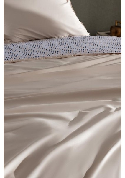 Yeni Sezon Bern King Size %100 Pamuk Baskılı Saten Nevresim Takımı - Bej - Bej modelleri