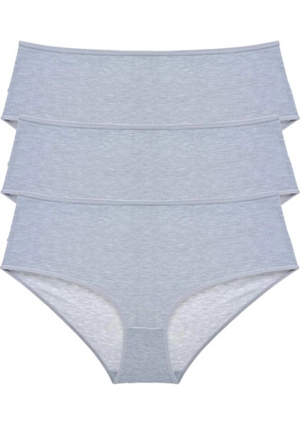 3 Adet Kadın Yüksek Bel Bato Külot Gri