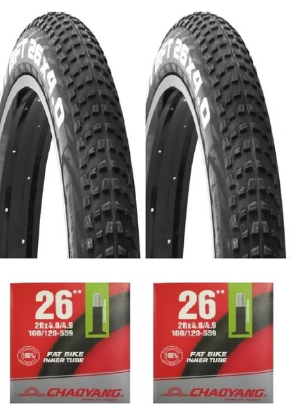26 Jant 26X4.00 C1752 Bisiklet Dış Lastiği Kum Tipi x 2 Adet + Chaoyang Iç Lastik Seti