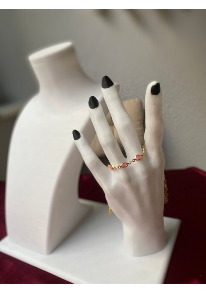 Pembe Oval Detaylı Gold Bileklik modelleri