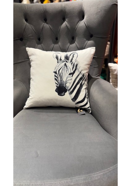 Zebra / Çift Tarafı Baskılı Evelyn Süet Kırlent Kılıfı 43 x 43 modelleri