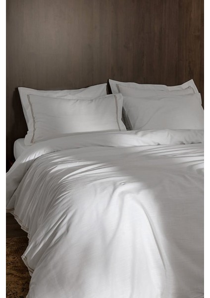 Yeni Sezon Tina Çift Kişilik Linen Look Yıkamalı %100 Pamuk Nevresim Takımı - Beyaz/bej - Beyaz/bej fiyatları