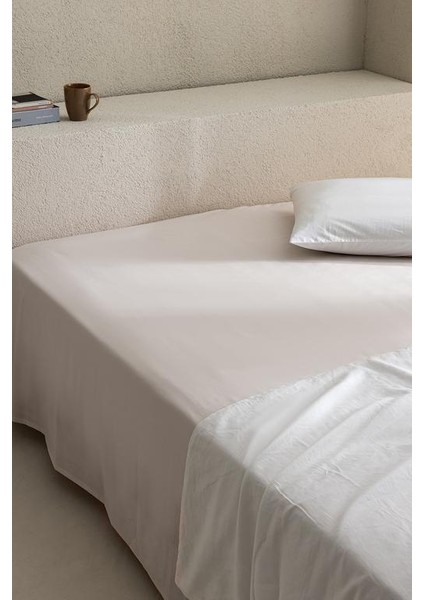 Yeni Sezon Manon King Size %100 Pamuk Ranforce Lastiksiz Çarşaf - Taş - Taş