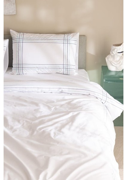 Yeni Sezon Holly King Size %100 Pamuk Nevresim Takımı - Beyaz/turkuaz - Beyaz/turkuaz fırsatları