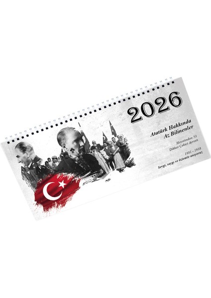 2026 Atatürk Haftalık Masa Takvimi Masa Sümeni Büyük Boy 33X16 cm fiyatları