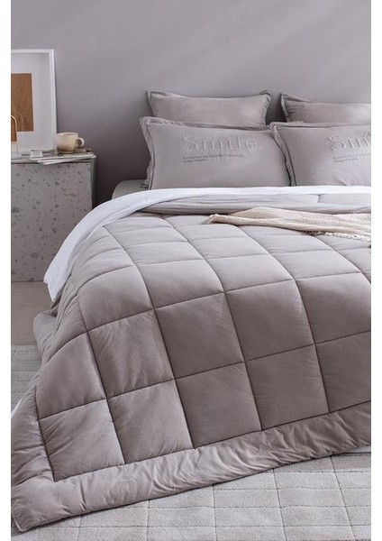 Yeni Sezon Bobigny Tek Kişilik Pamuklu Supersoft Comforter Set - Açık Gri - Açık Gri fiyatları